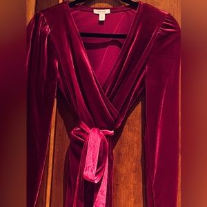 Nine West long sleeve velvet wrap mini-dress NWOT!